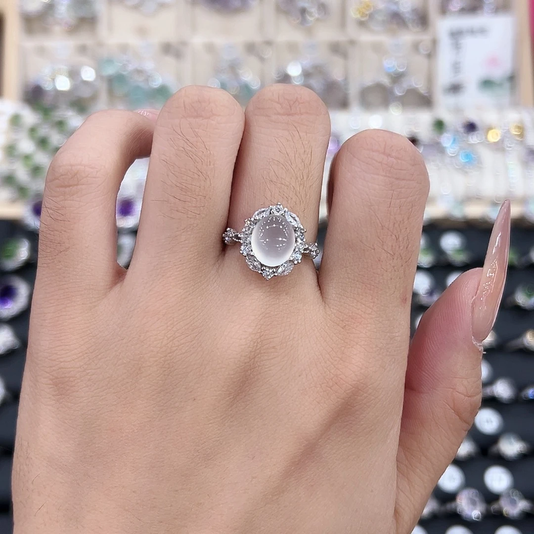 岫玉银S925镶嵌戒指