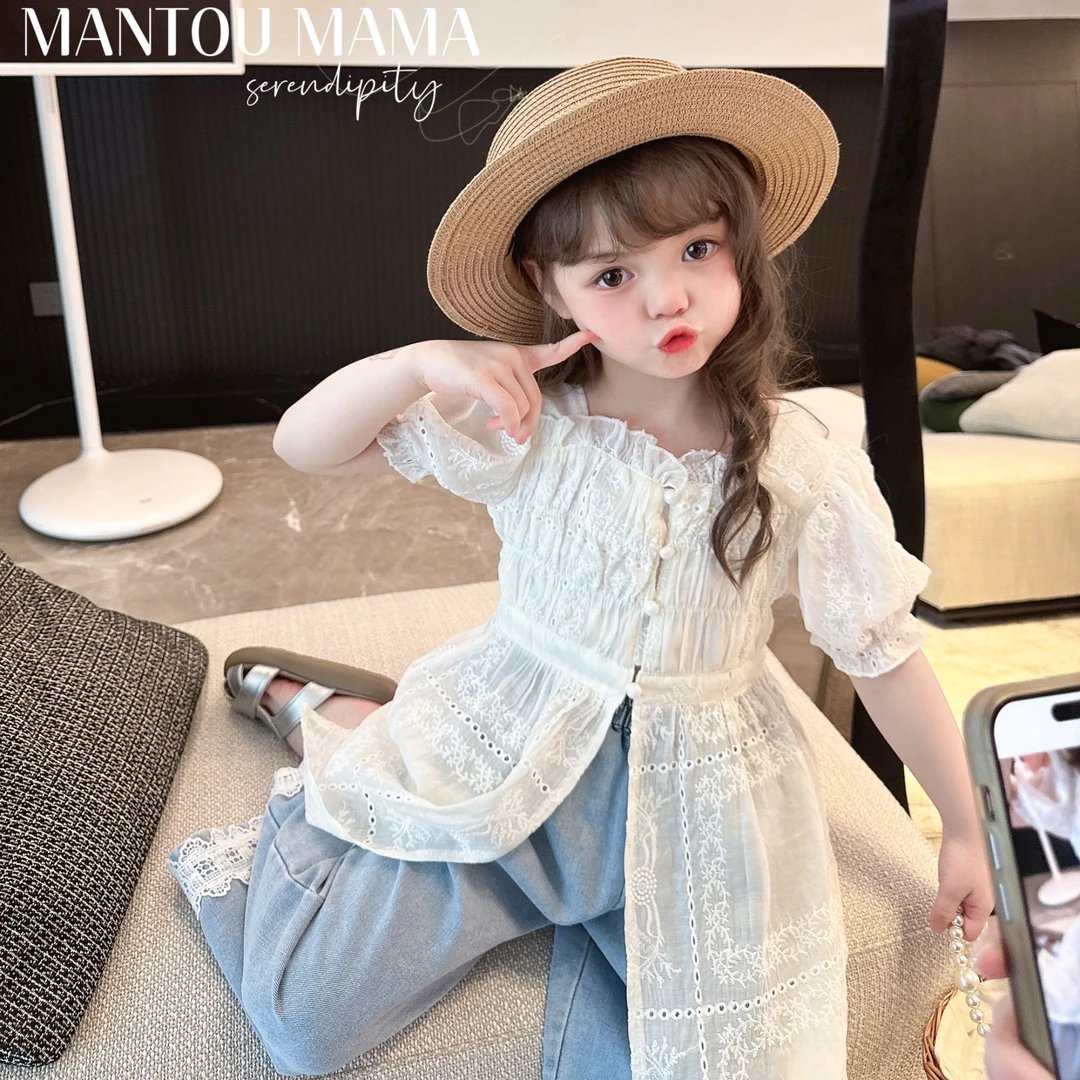 【Mt studio】【现货】设计感罩裙上衣套装夏季女童百搭牛仔裤连衣裙