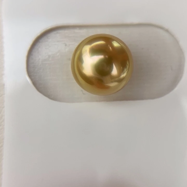 未镶嵌裸珠海水珍珠10.5mm正圆浓金金绿色小极光