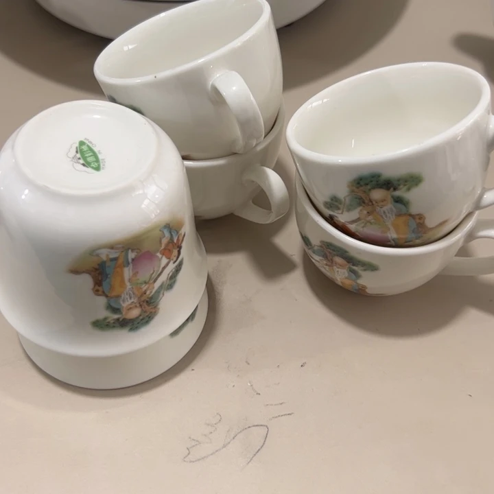 白瓷越****购陶瓷制品复古杯6个