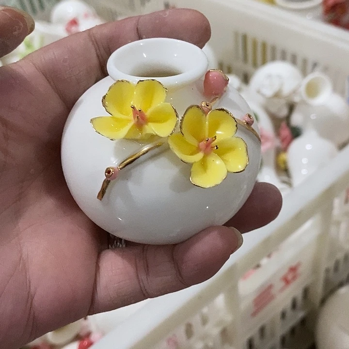 瓷片纯手工陶瓷花摆件1瑕