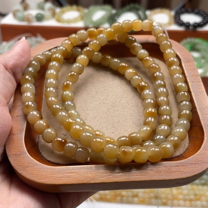 和田玉未镶嵌毛衣链珠串6*7mm