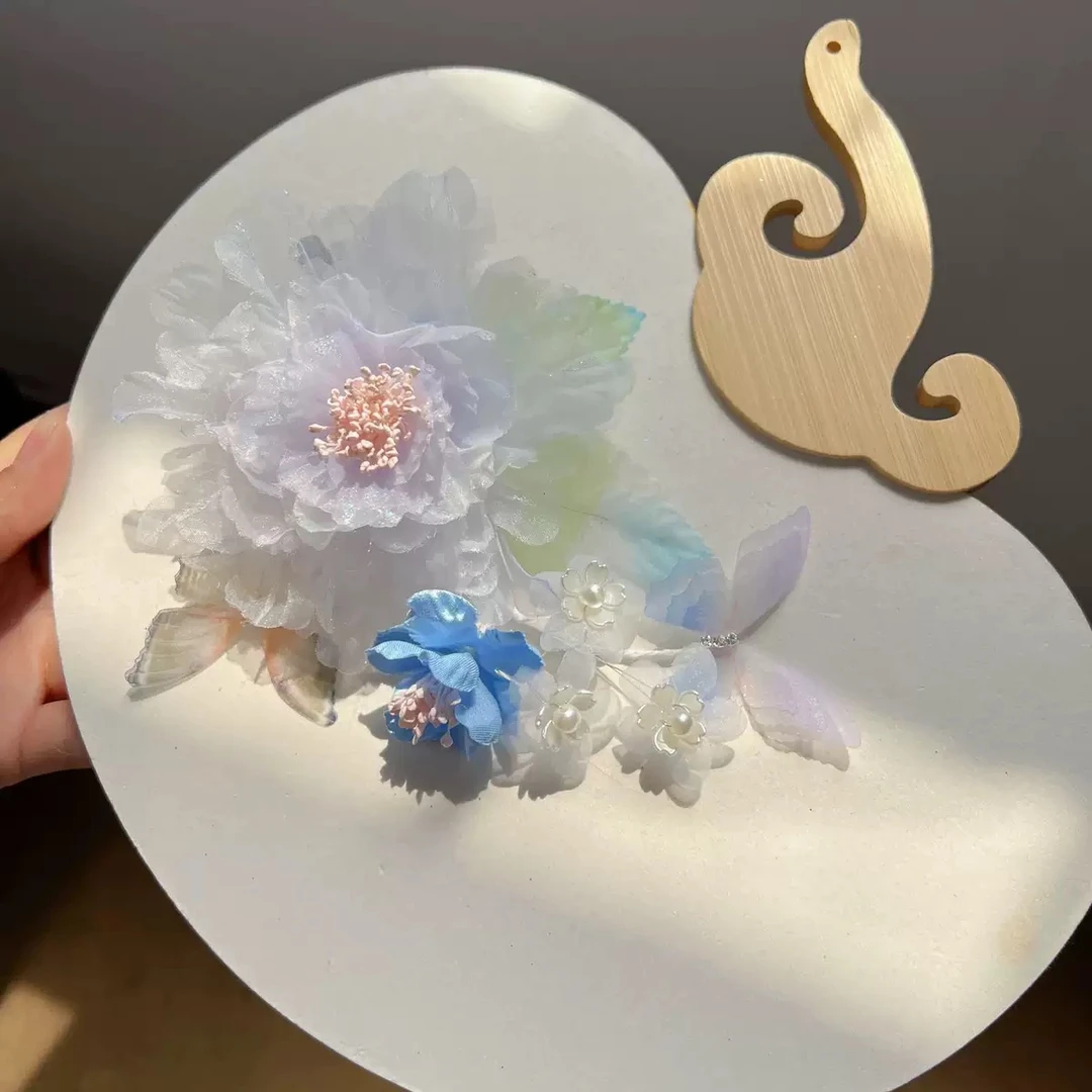 【云鬓花颜阁烫花发夹】紫月绮蝶（孤品）新中式汉服饰品古风发饰B165