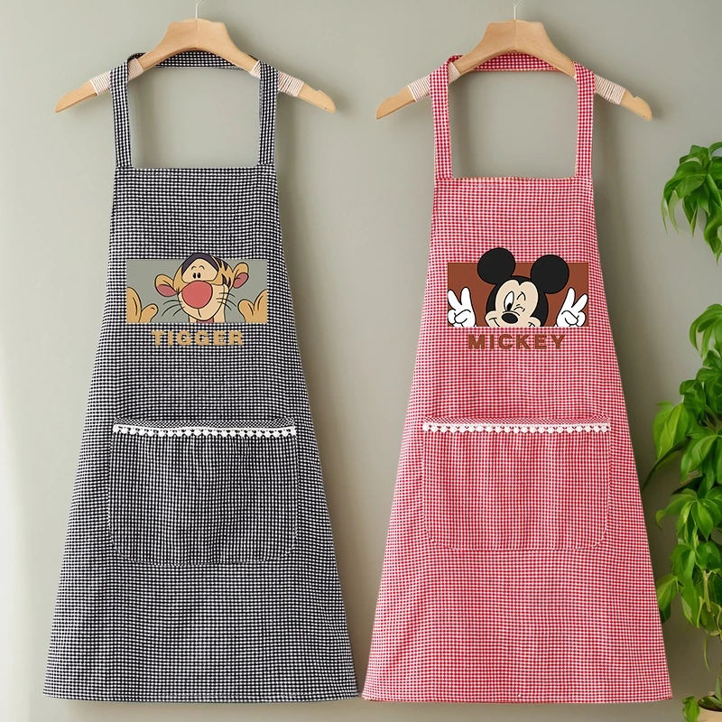 卡通纯棉围裙厨房家用防脏工作服女餐饮上班专用老人女款防脏厨房