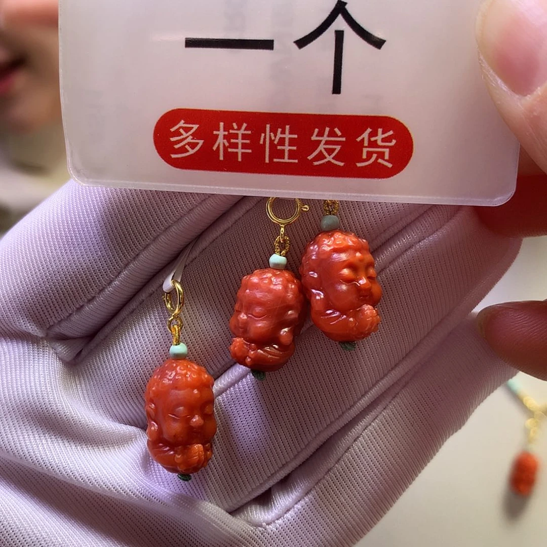 南红玛瑙银S925镀金镶嵌挂件