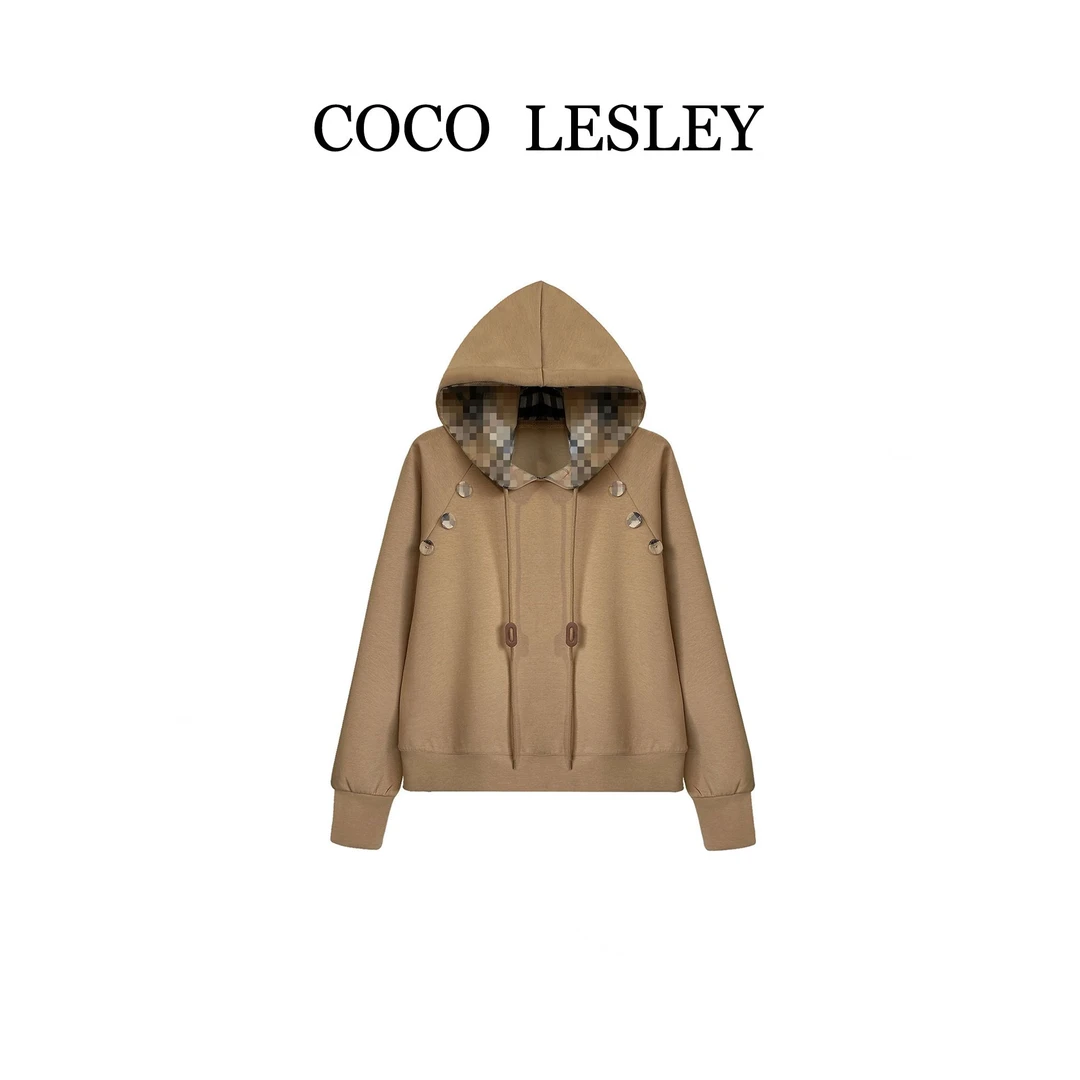 【COCO LESLEY】63995#CSIN高奢时尚拼接格连帽外套2025设计师上衣