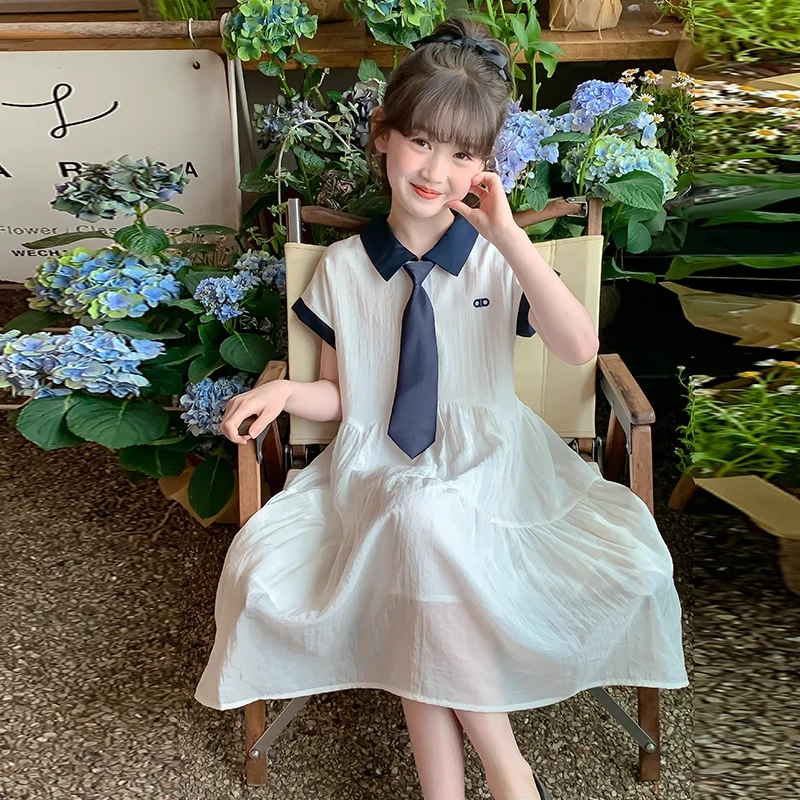 女童夏装连衣裙2025新款儿童洋气学院风裙子小女孩夏季大童公主裙