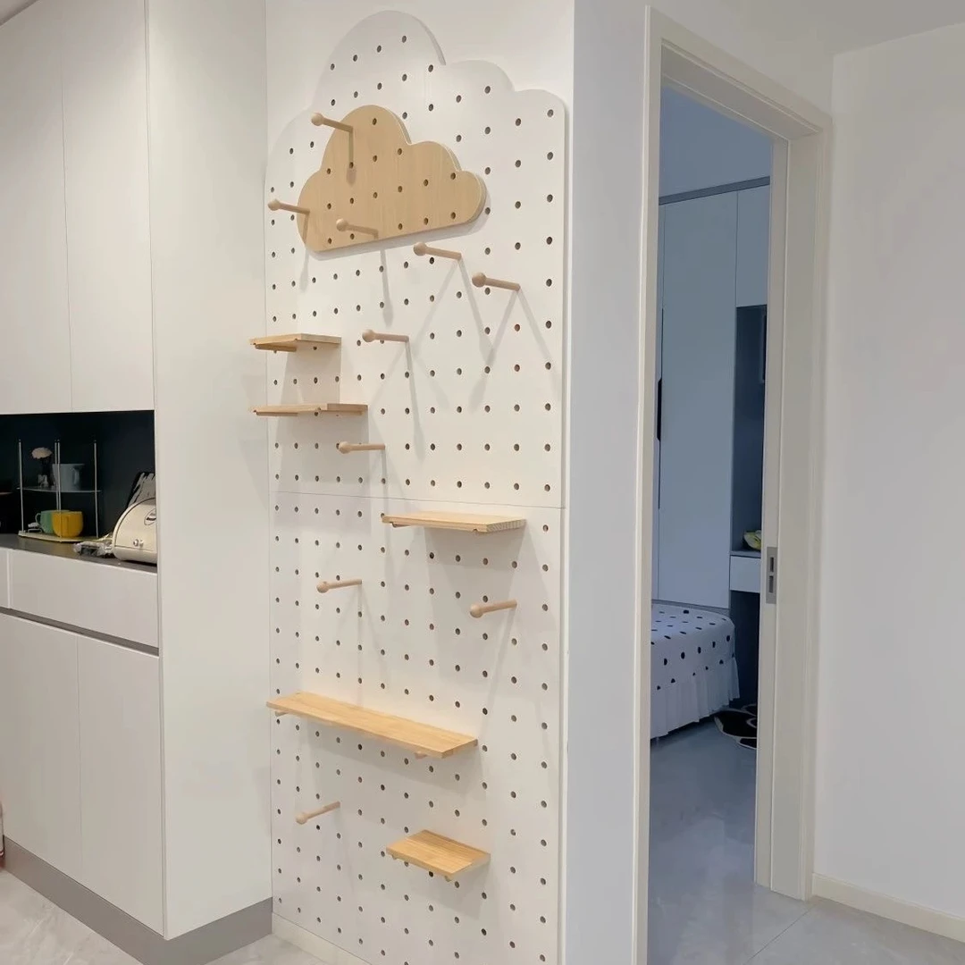 实木定制洞洞板云朵套装装饰隔板置物架书桌手办墙展示架电箱装饰