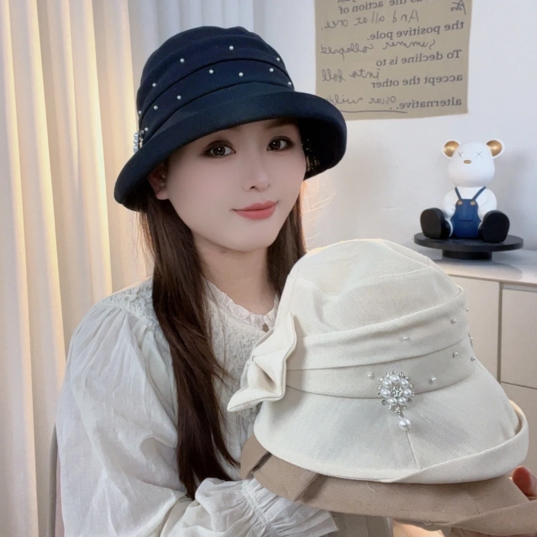 【霁雪辰卓】进口和纸UPF50+高定版复古法式赫本防晒帽卷边太阳帽女