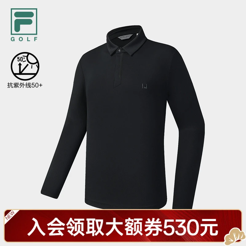 FILA斐乐长袖男运动POLO衫高尔夫针织户外运动弹力A11M545213F