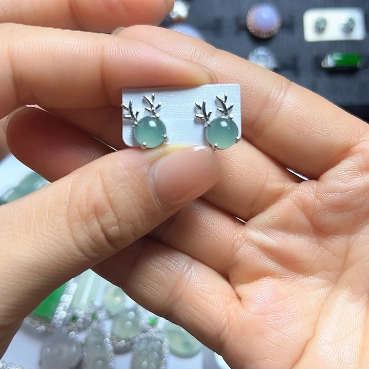 颈饰未镶嵌翡翠耳钉