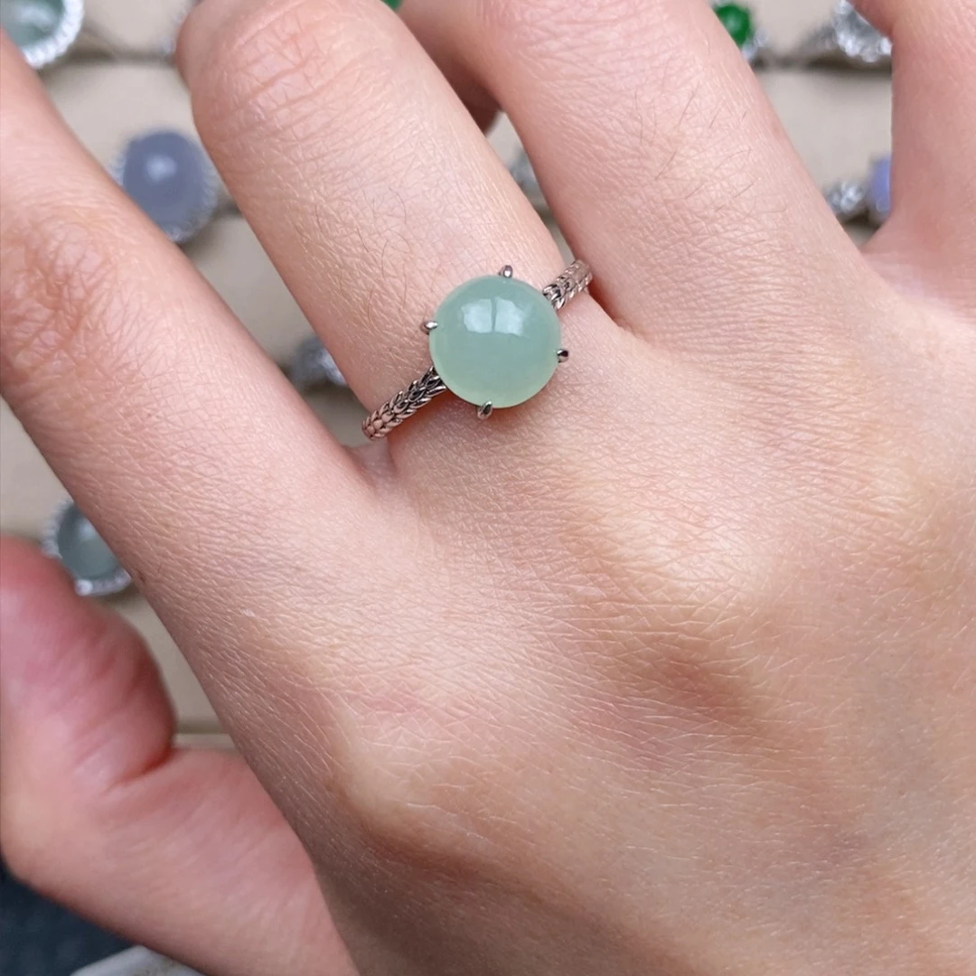 翡翠戒指银S925镶嵌彩****?天然A货翡翠