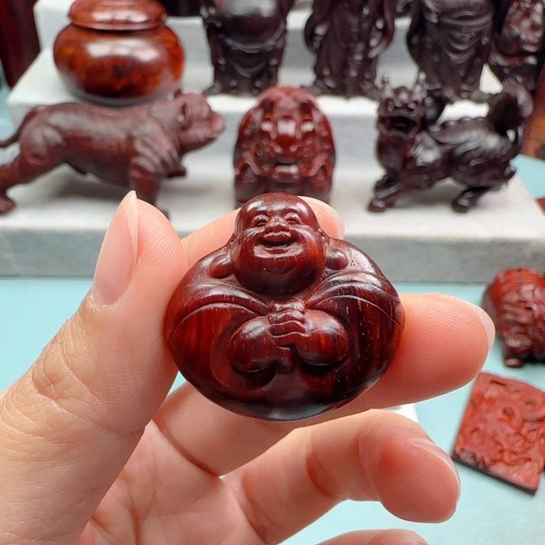 小叶紫檀把件文*弥勒佛