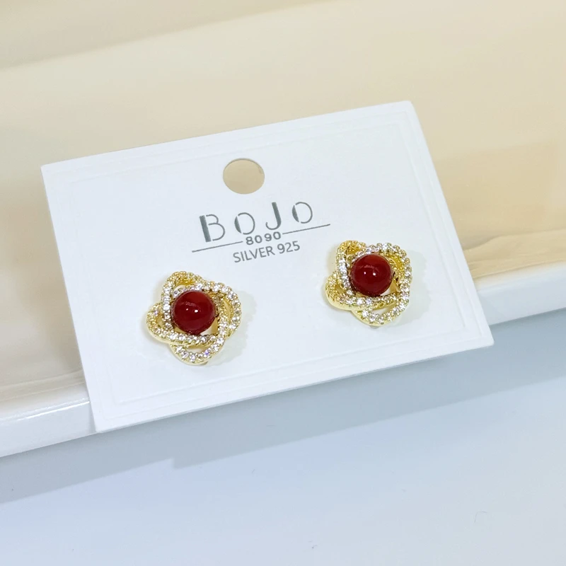 铜合金耳饰 玫瑰花耳钉轻奢小众高级感网红爆款耳环气质时尚耳饰