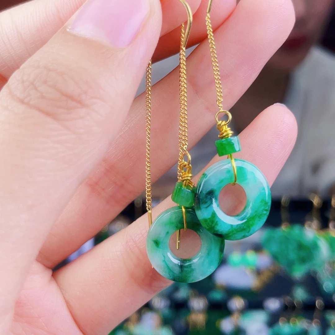 翡翠银S925镶嵌耳饰饰品