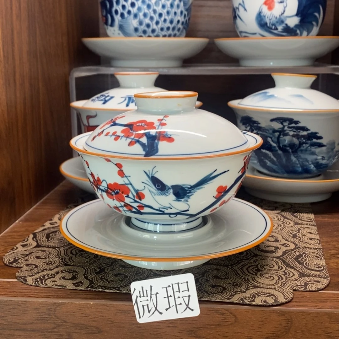 釉下彩老陶泥手工绘制