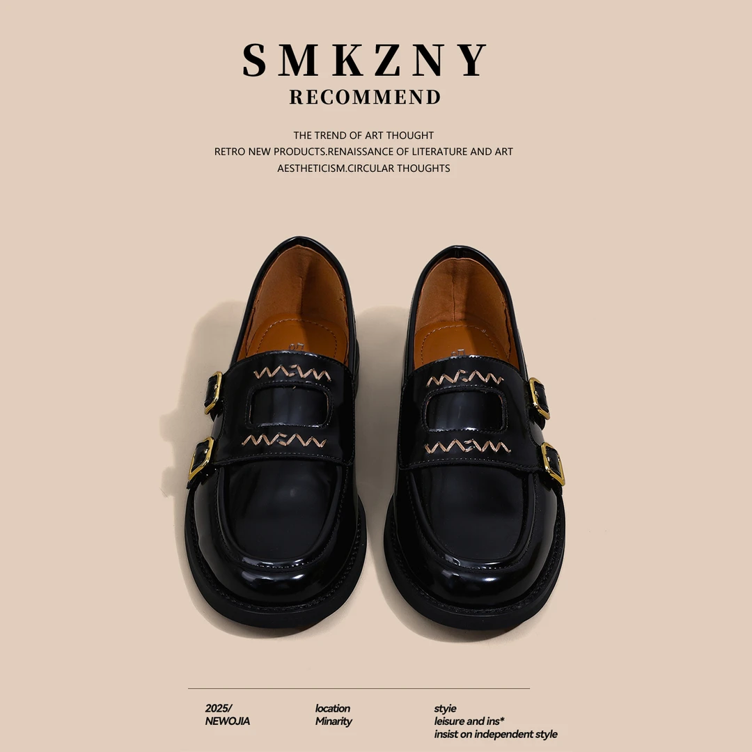 棕色乐福鞋女款2025新款秋季百搭时尚单鞋黑色工作鞋英伦风小皮鞋