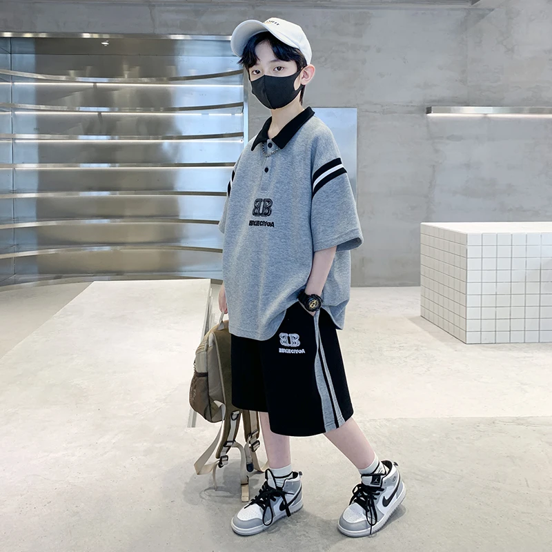 男童夏套装夏装2025新款儿童夏季短袖POLO衫两件套中大童夏款衣服