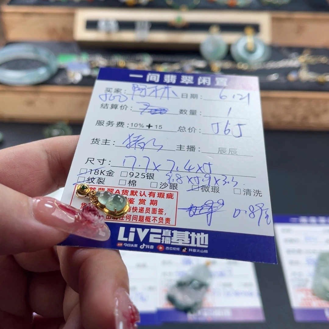翡翠18K金镶嵌颈饰阿*木买断不退不换