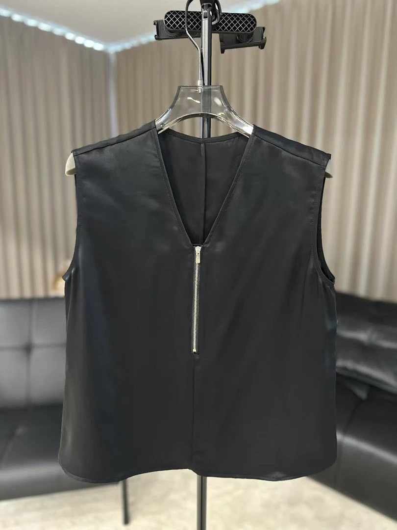 【柳青女装】2025夏季新款背心马夹时尚高级感气质前拉链无袖背心