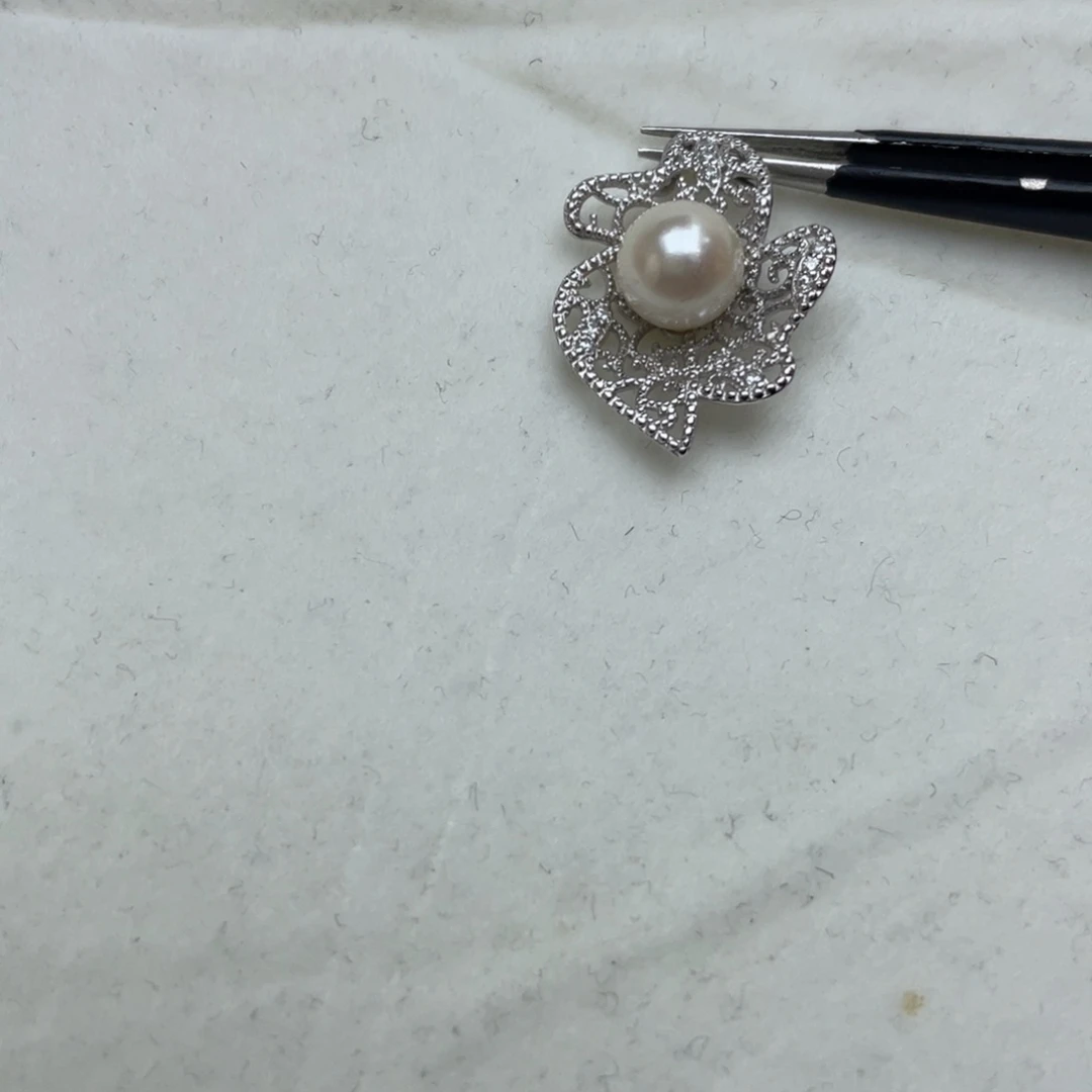 海水珍珠银S925镶嵌吊坠(不含链)