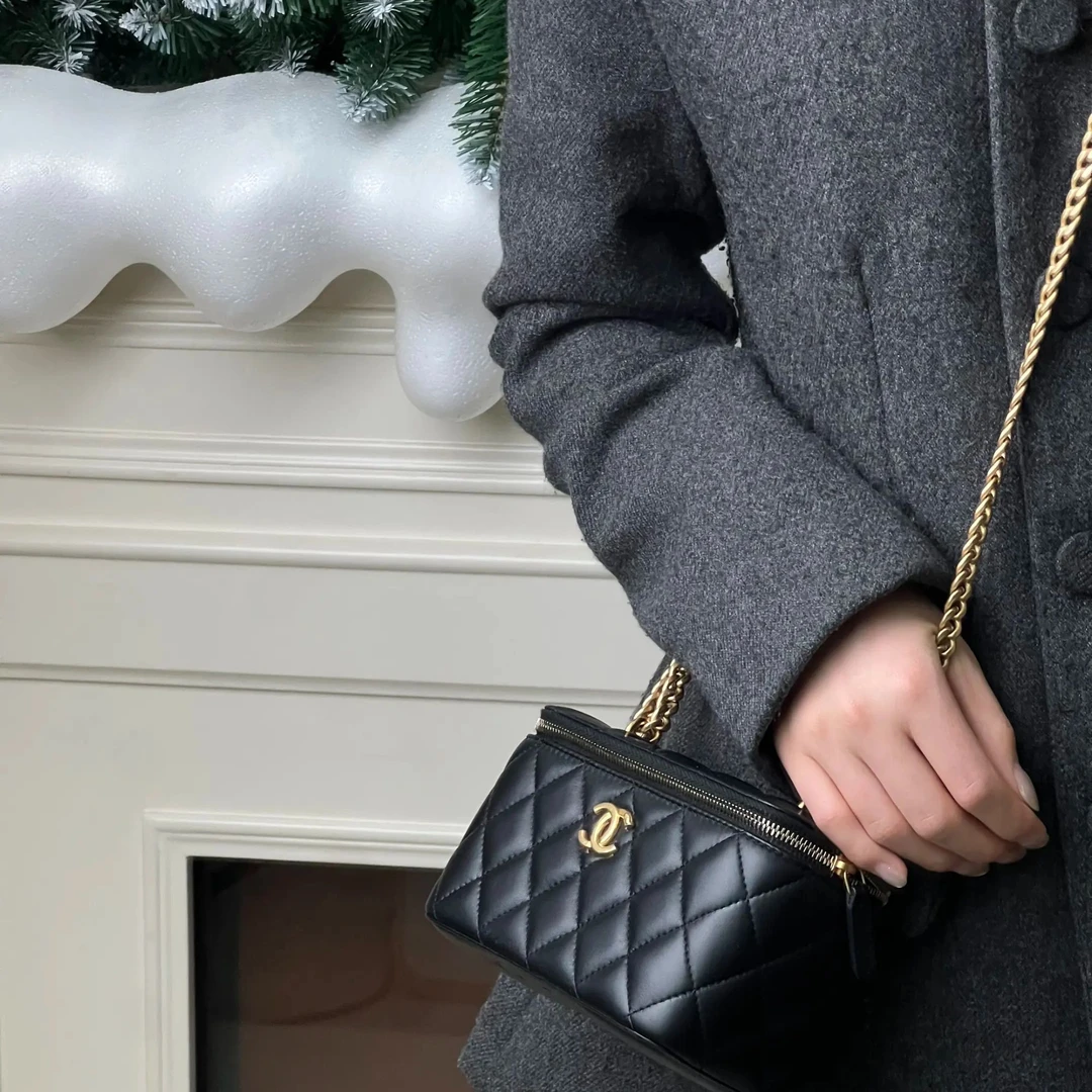 99新 Chanel/香奈儿 山茶花长盒子黑金羊/甄选