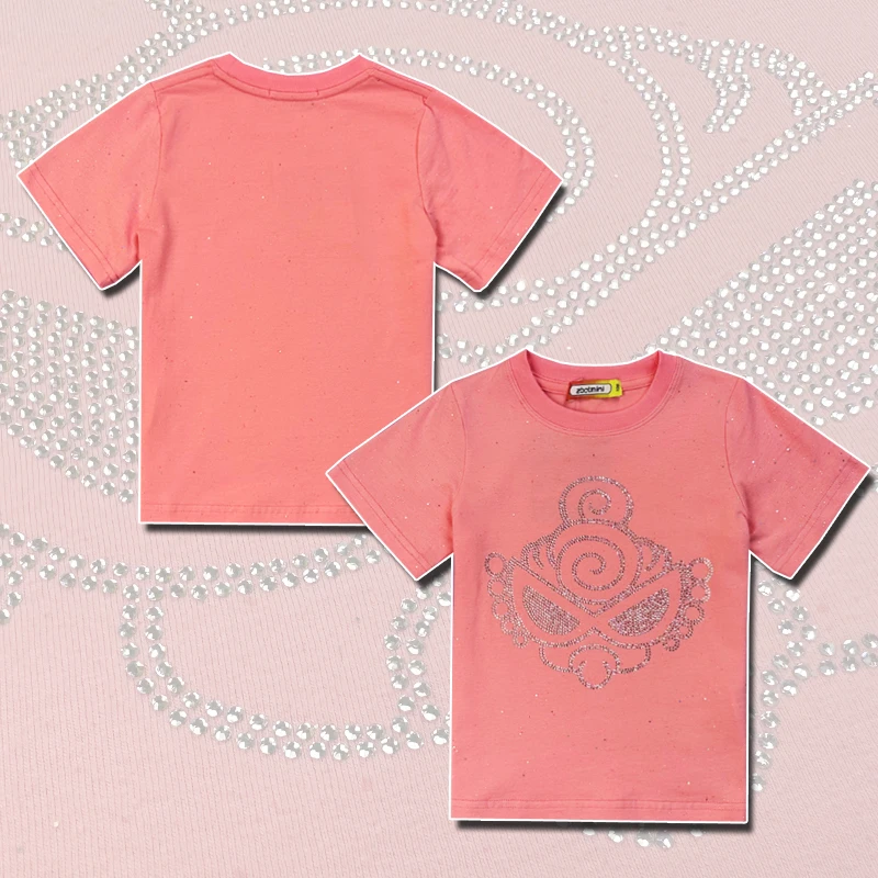 280满天星烫钻大头短袖T恤潮牌夏季亲子装纯棉烫金粉时尚圆领半袖