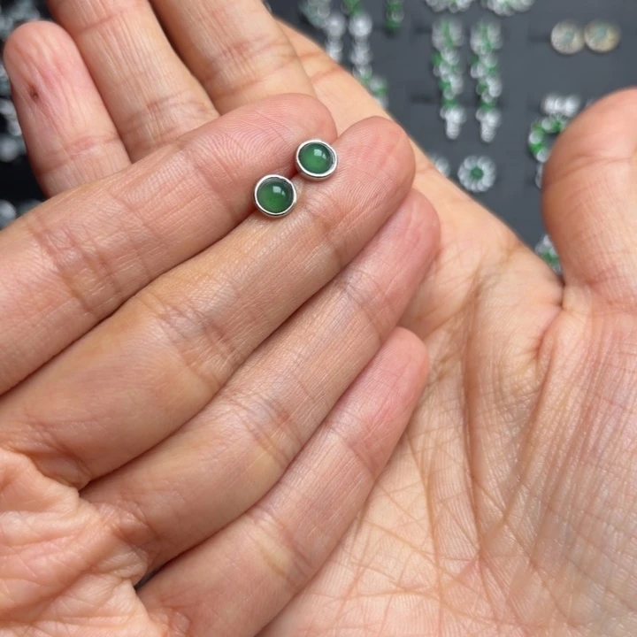 翡翠银S925镶嵌耳饰