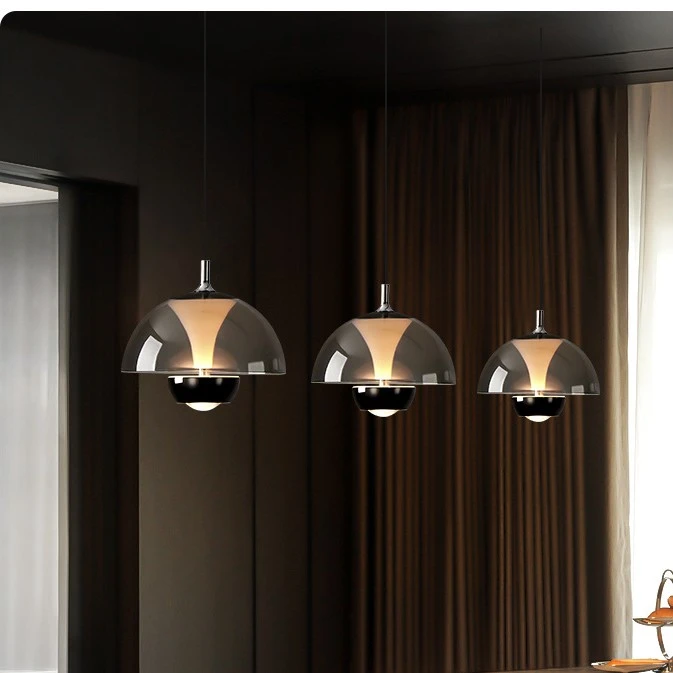 花苞吊灯意式极简轻奢高级感餐厅吧台可升降餐桌吊线灯