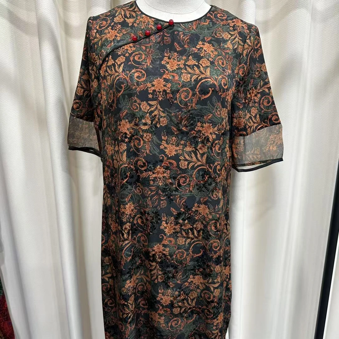 91号  52895 凤尾香云缎连衣裙