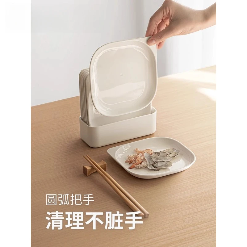 德国吐骨碟家用塑胶盘子食品级水果盘碟桌面小菜碟垃圾餐盘收纳