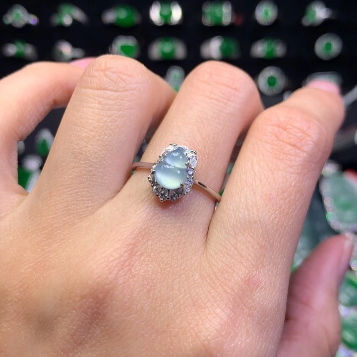 【闪购商品】翡翠戒指银S925镶嵌天然翡翠