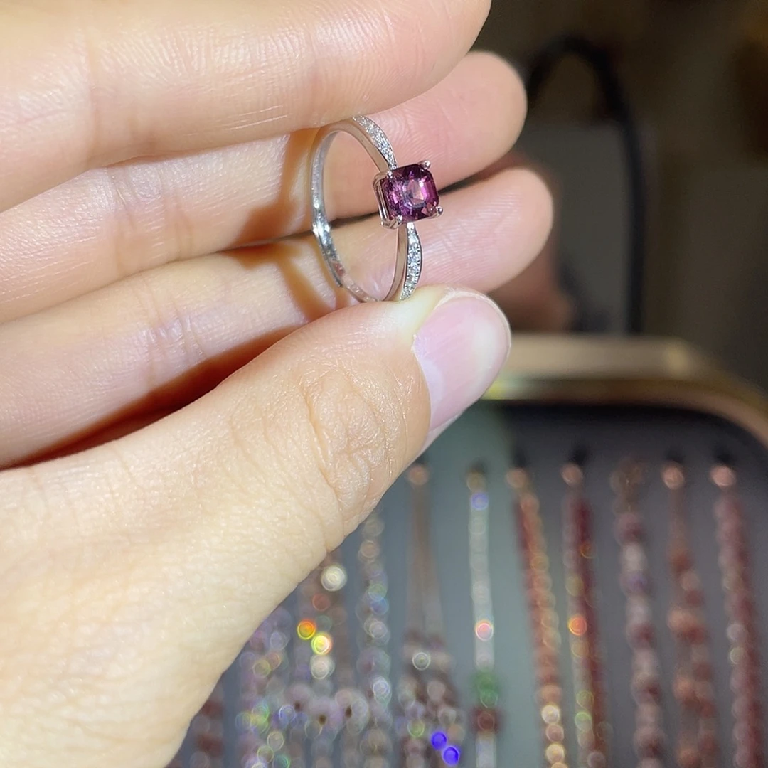 碧玺银S925镶嵌戒指