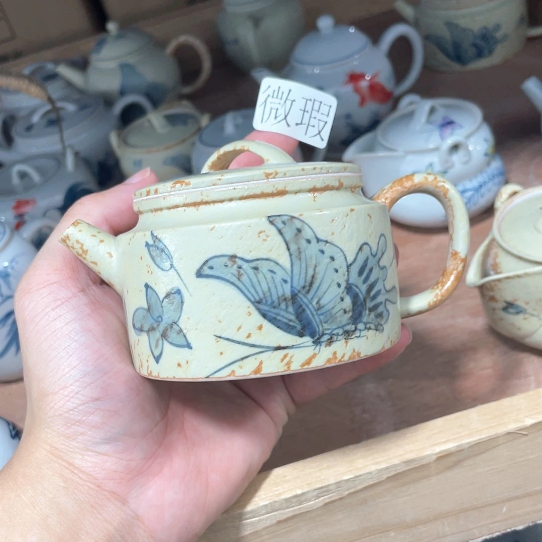 釉下手绘茶具微瑕