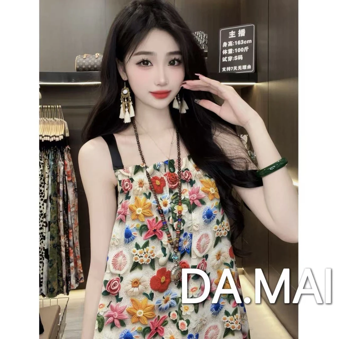 DA.MAI-8864#2025夏季清凉女款轻奢宽松长裙缎料无袖气质连衣裙