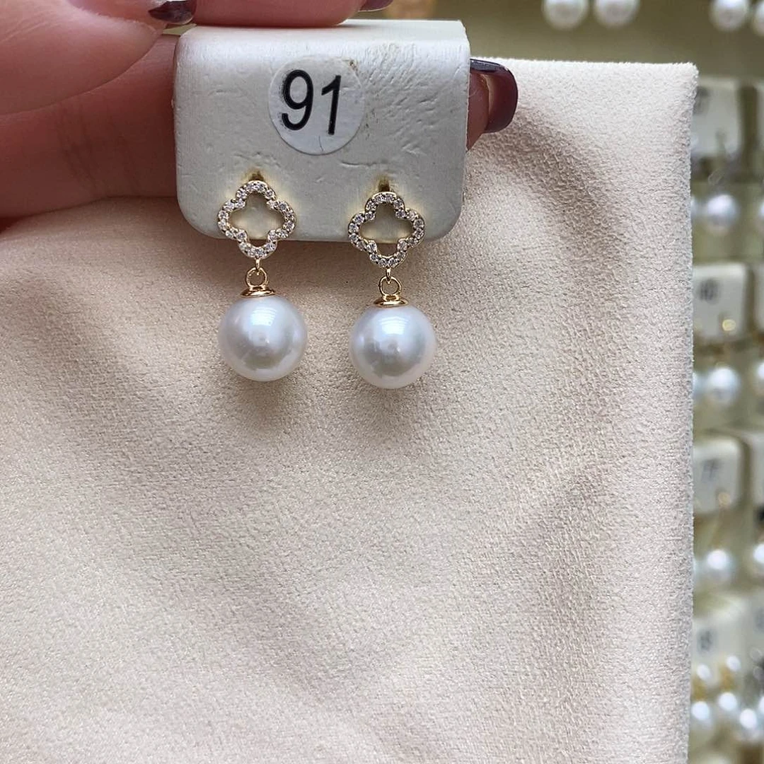 淡水珍珠耳饰银S925镶嵌