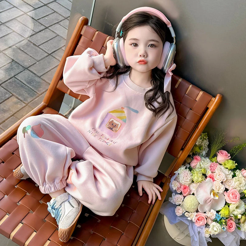 女童套装秋装2025新款洋气宝宝卫衣小童束脚裤春秋儿童衣服两件套