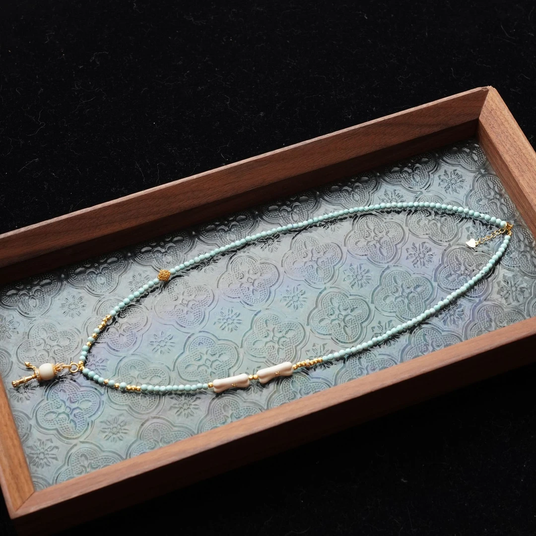 花千骨 天然猛犸牙雕刻小骨头7*17mm项链