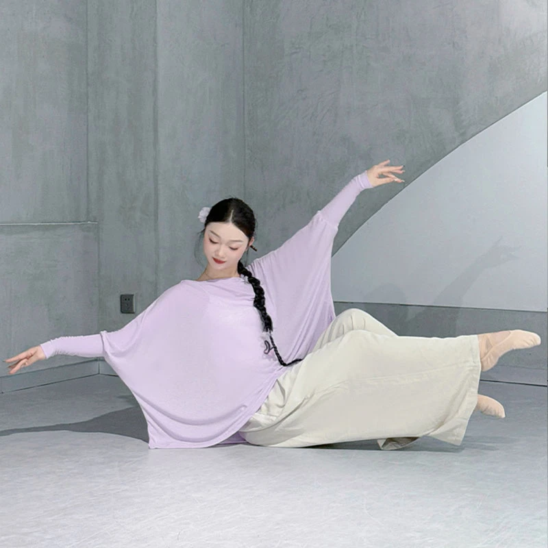 古典舞服装现代舞上衣蝙蝠衫民族长袖宽松2024新款冬季舞蹈练功服