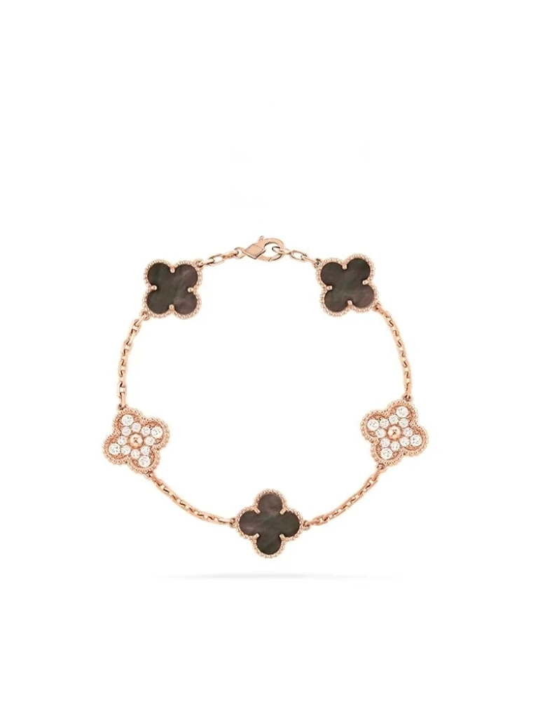 合金贝壳手链 间隔闪钻五花手链