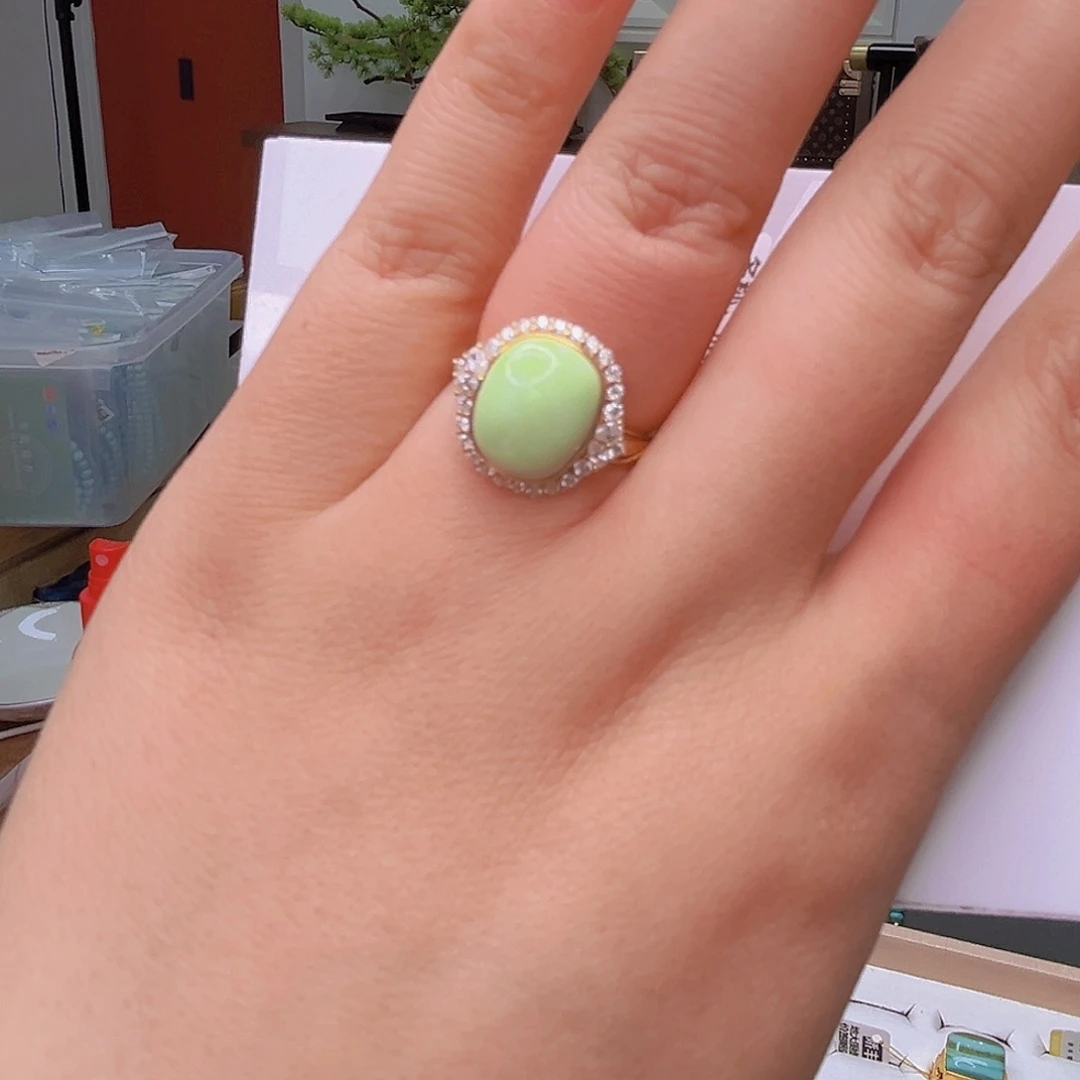 绿松石珠宝奇石18K金镶嵌小*淘