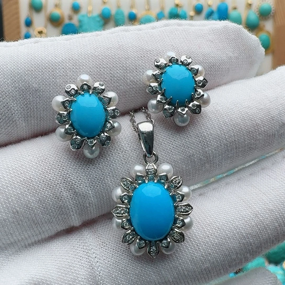 绿松石银S925镶嵌颈饰