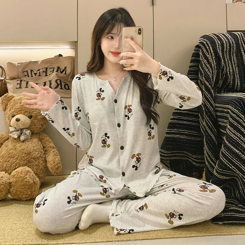 孕妇睡衣春夏薄款怀孕期专用可外穿产后哺乳期月子期春秋家居服