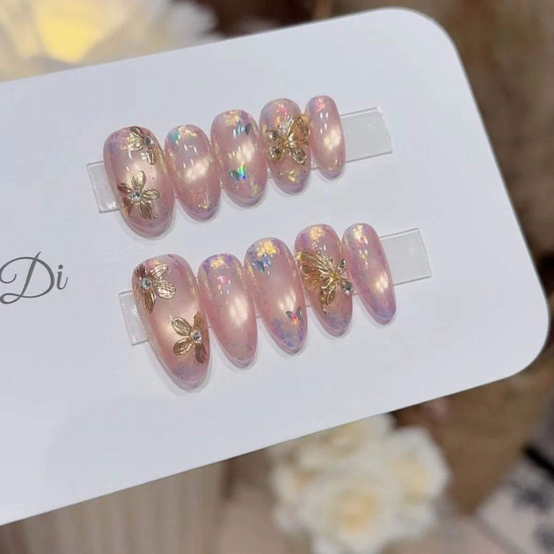 【星梦蝶】姐弟纯手工穿戴美甲手绘蝴蝶花高级感BB616