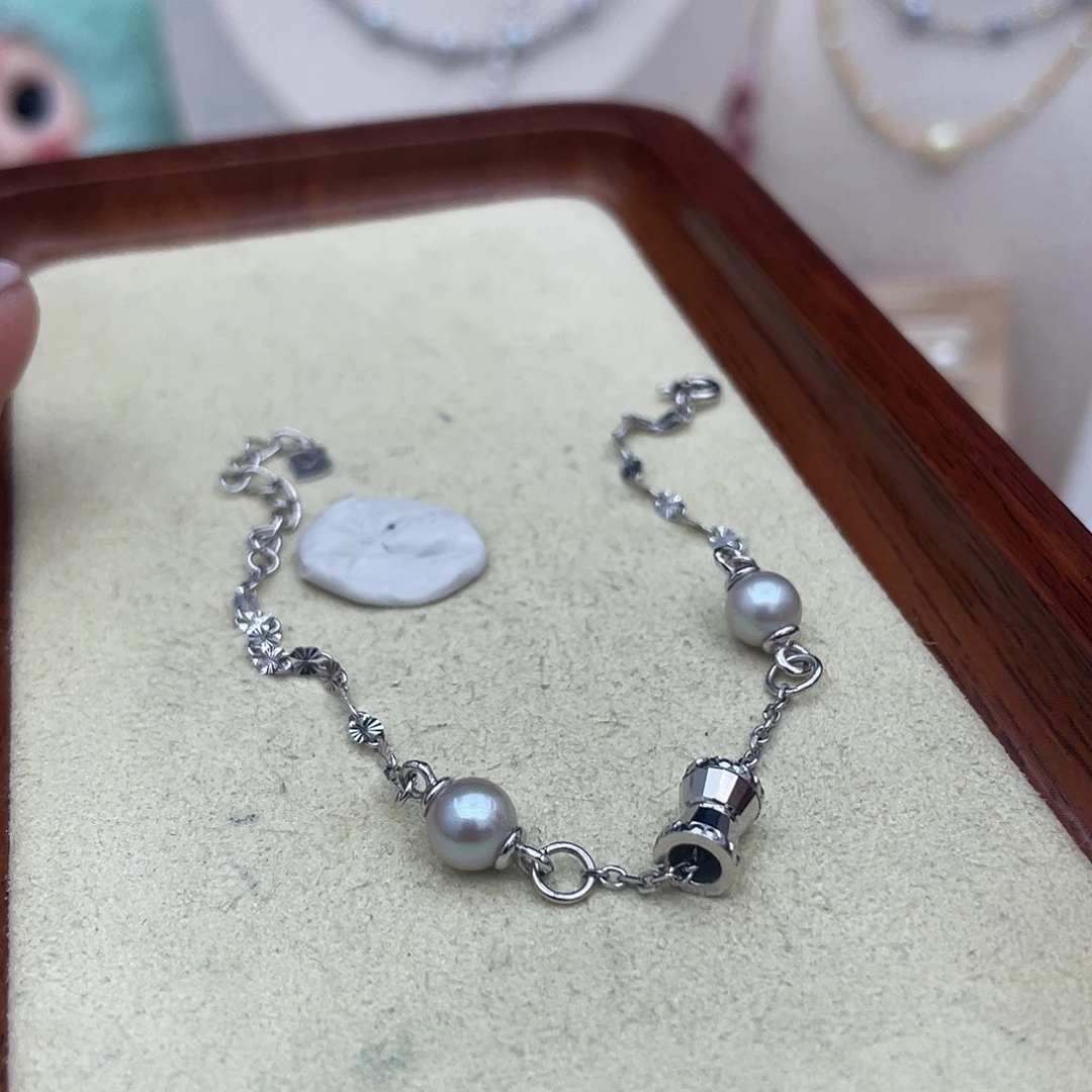 银S925镶嵌海水珍珠手绳