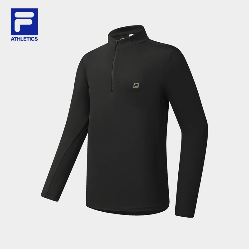 FILA斐乐旗舰男士半拉链立领长袖秋冬休闲运动针织T恤A11M541215F