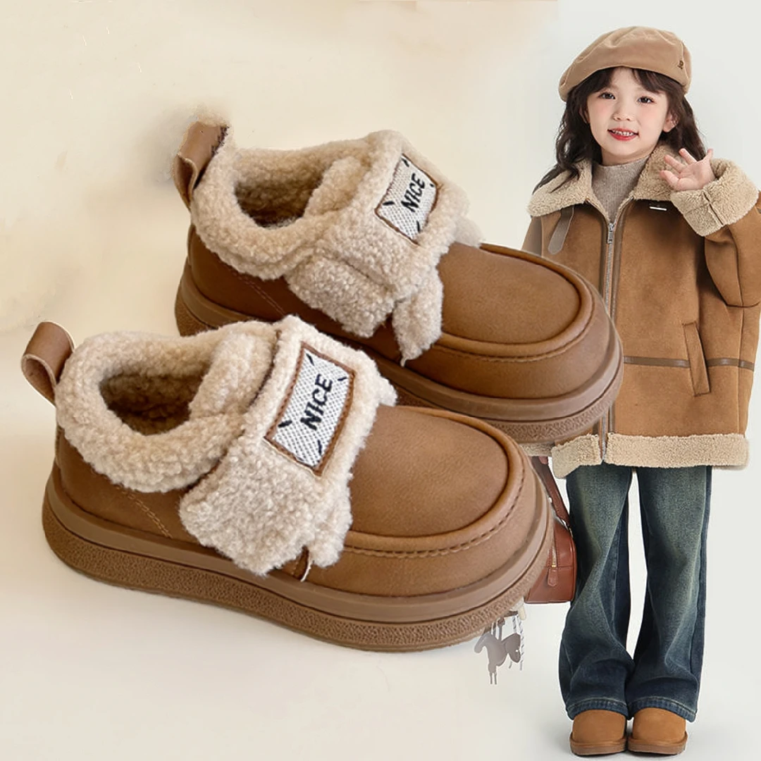 儿童东北大棉鞋加绒加厚棉鞋女童25冬季软底毛毛鞋保暖羊羔雪地棉