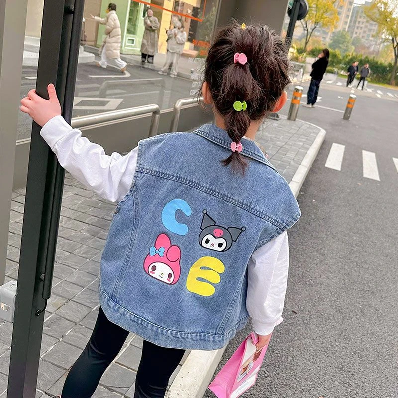 马夹女童儿童款牛仔马甲2024新款小童装外穿洋气春装女孩春季外套