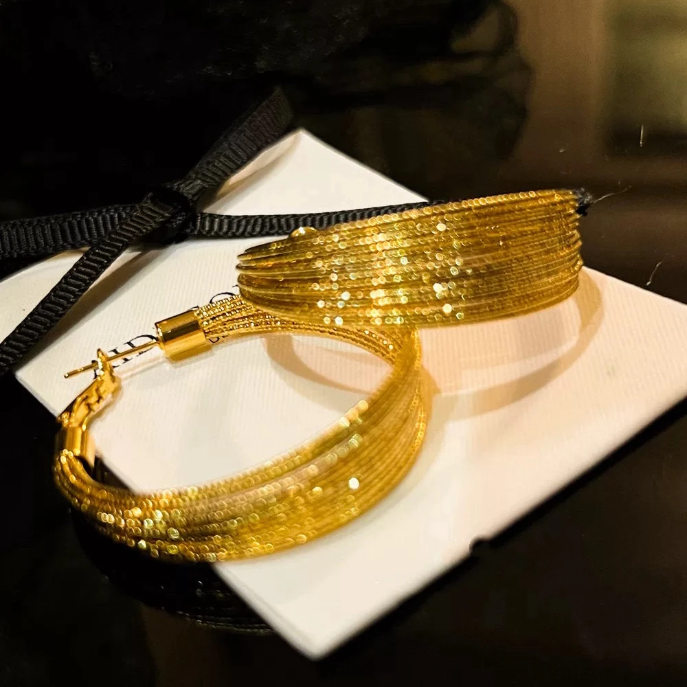 铜合金耳饰 【波光粼粼】高货多层时尚小众欧美女神气质耳圈 A167