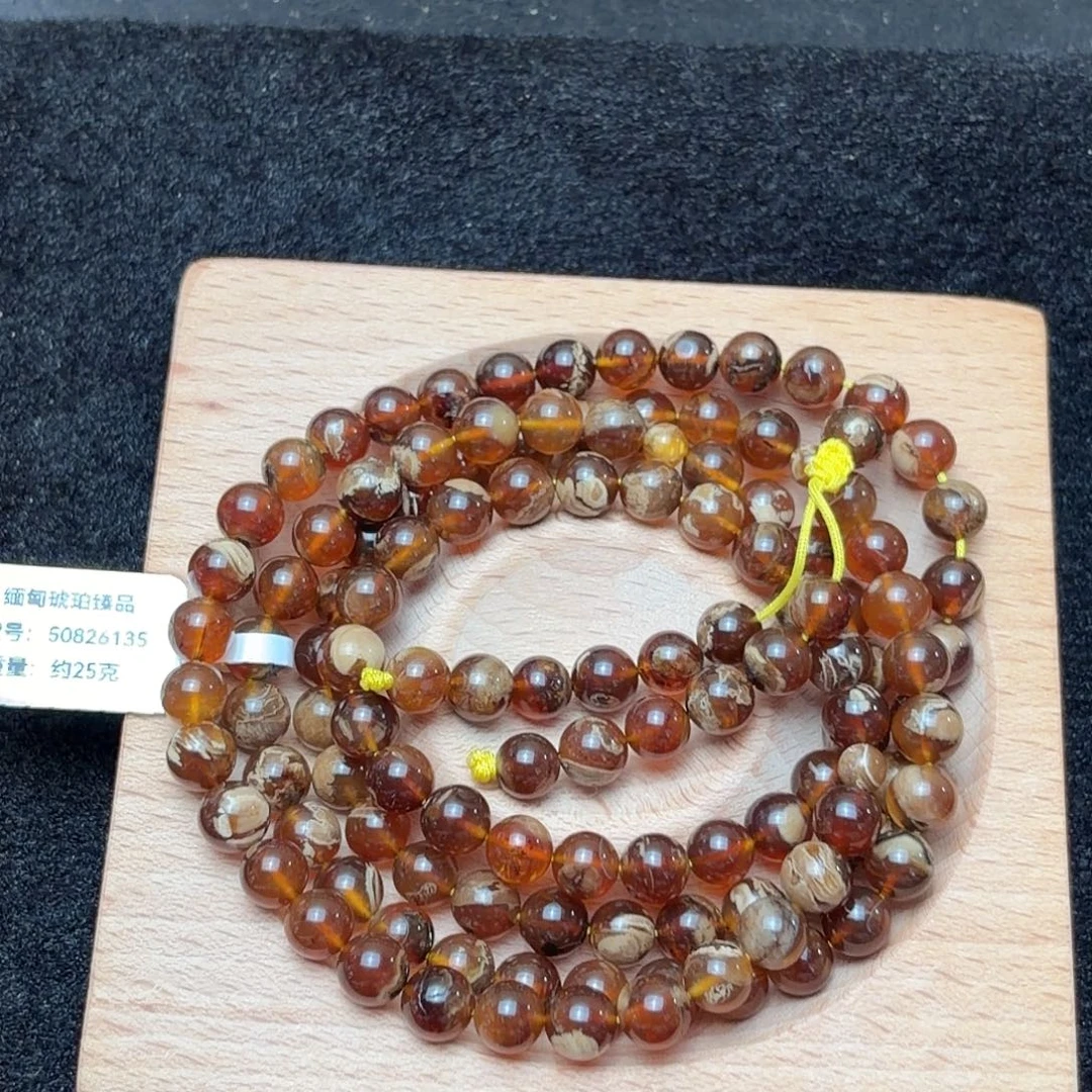 琥珀未镶嵌珠宝奇石7mm橘蜜妖花根溶108